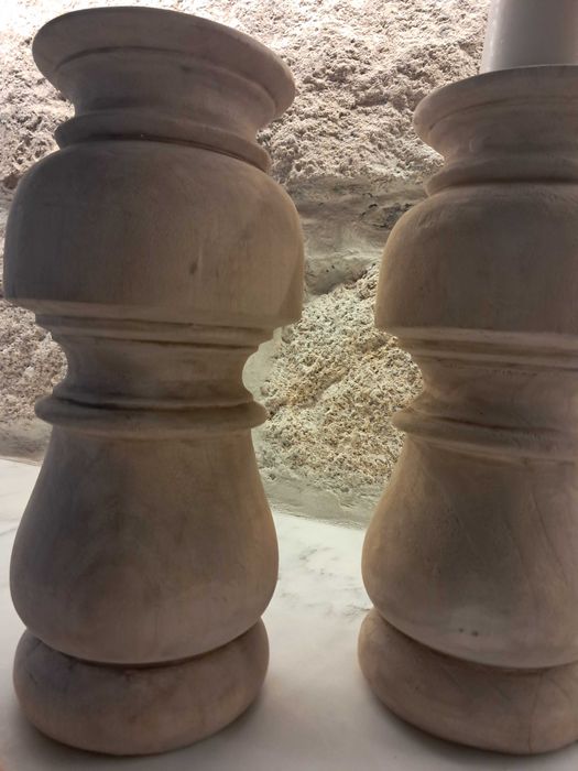 Candelabros porta velas madeira maciça