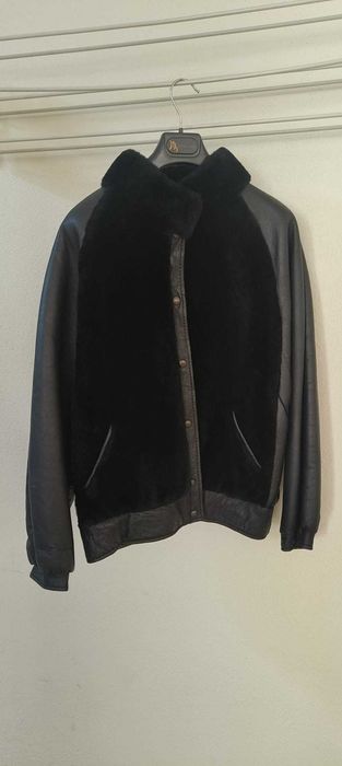 Casaco Pele Verdadeira Shearling Bomber Preto T44 - Genuine Lambskin - Vintage