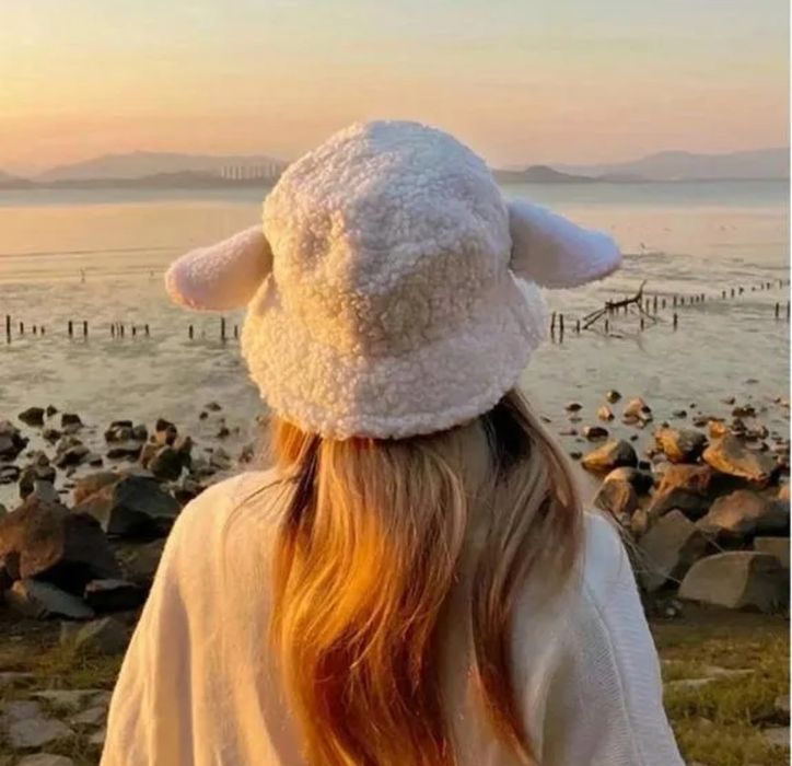 Женская детская шапка панама с ушками белая