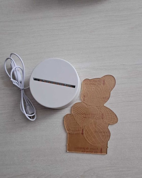 Нічник у формі ведмедика в рожевому кольорі