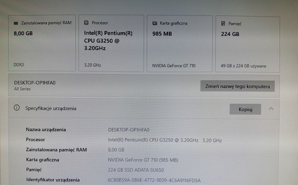 Komputer PC 8GB DDR3, SSD 240gb chieftec