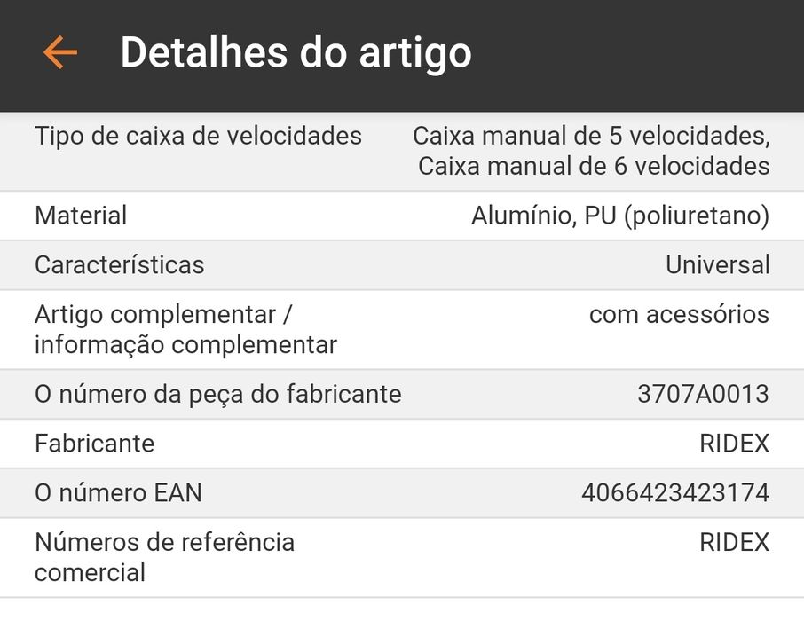 Manete de mudanças RIDEX