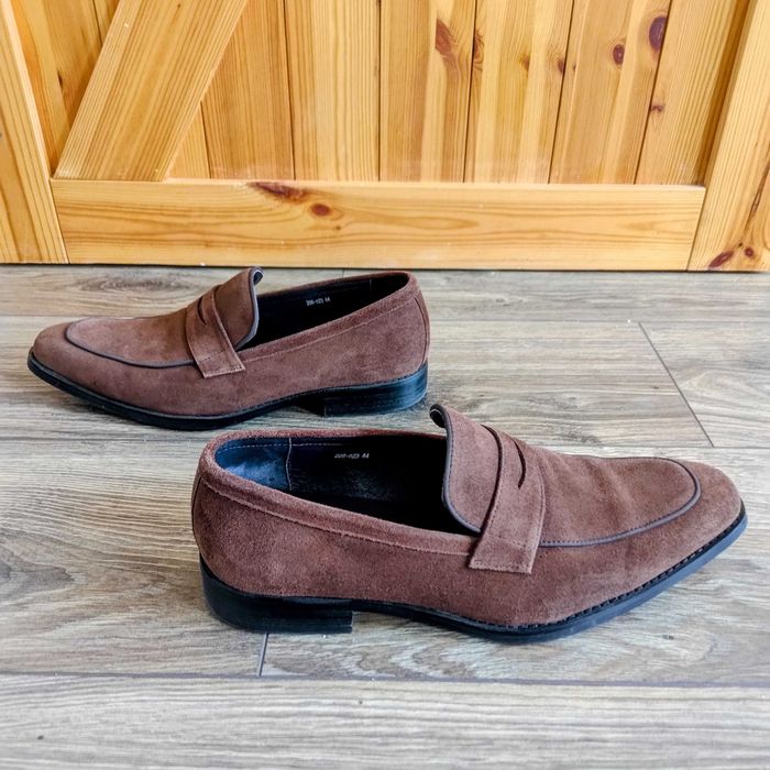 TANIO brązowe zamszowe mokasyny loafers męskie 44