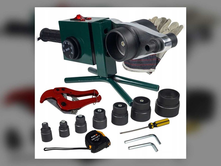 Zgrzewarka Do Rur PP PVC PE 1500 W Zestaw 7 Matryc 16-63 Mm Nożyce Walizka Hydrauliczna
