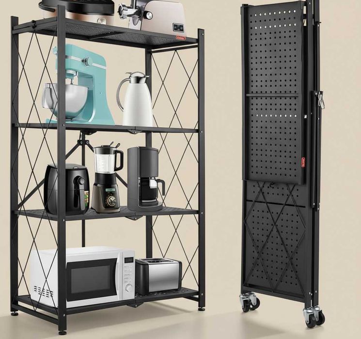 Songmics Regał Metalowy Składany Mobilny Półki Szafka