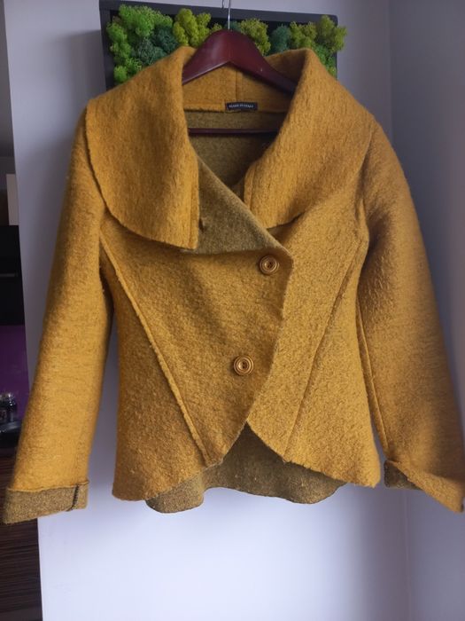 Żakiet musztardowy wełna M vintage