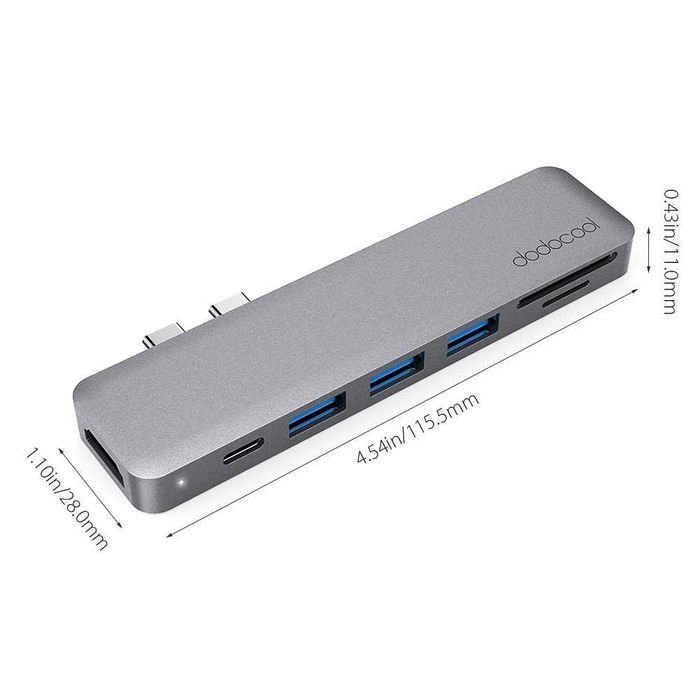 Dodocool DC53GY-1 Hub 7w1 USB-C HDMI 4K SD Macbook