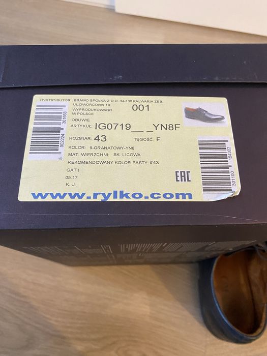 Buty męskie skórzane Ryłko 43 ciemny granat