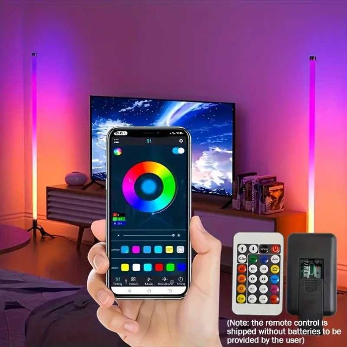 Lâmpada de chão LED inteligente, RGB Music com comando - corrente USB