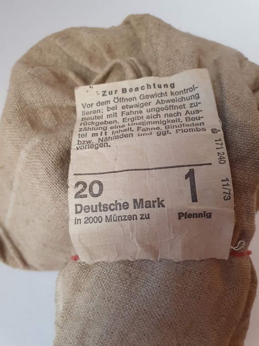 1 pfennig 1973r cały worek menniczy Niemcy RFN NRD 2000szt pfening