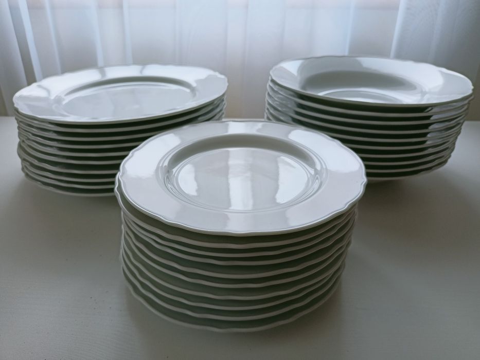 30 szt. Serwis obiadowy zastawa Ikea Upplaga – biały, porcelanowy ta