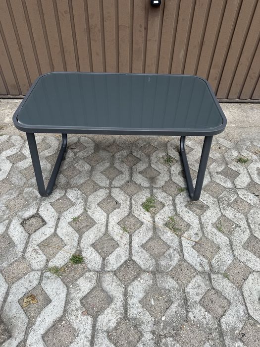 Stolik ogrodowy balkonowy popielaty stół ława szklana