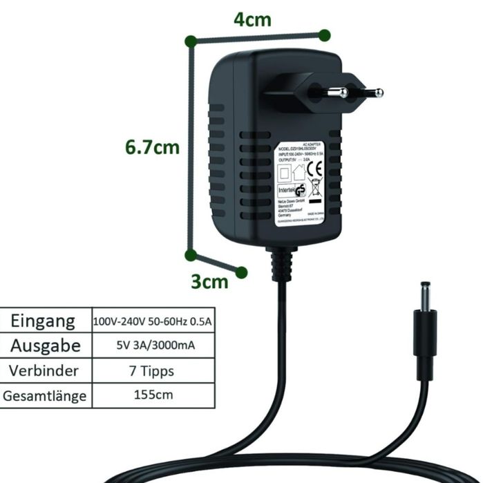 Блок живлення з 7 змінними штекерами 5V, 3A