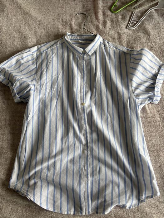 Biala w paski kosxula krotki rekaw gap uniwersalna bawelna