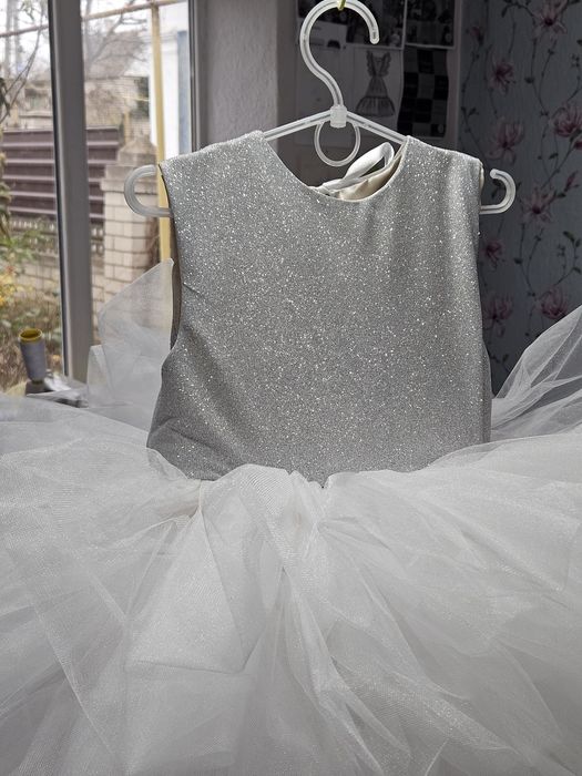 Сукня сніжинка плаття на дівчинку білого кольору Сукня янгол