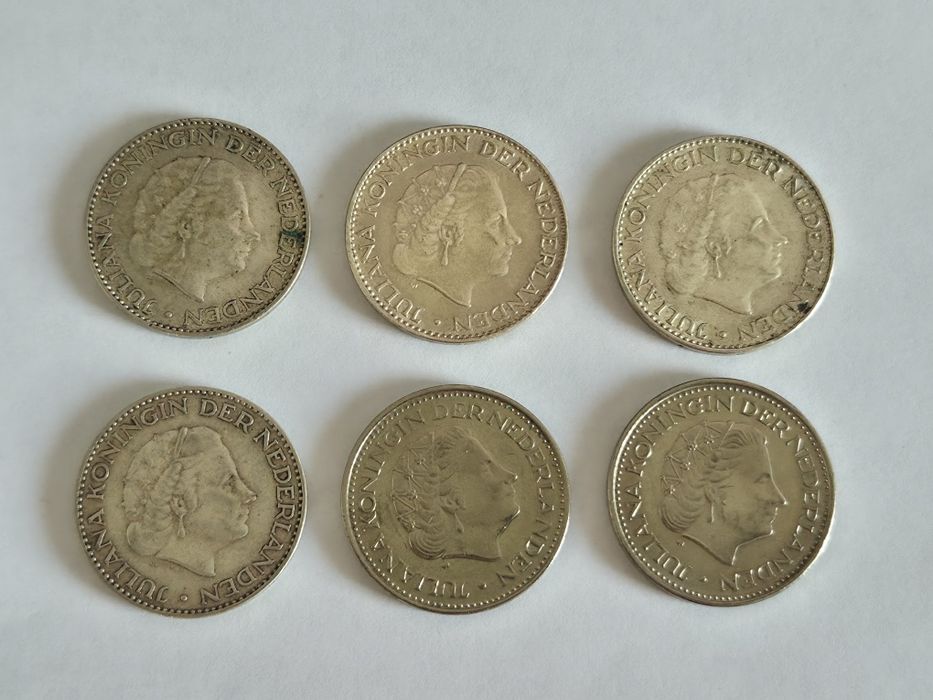 6x  1 Gulden Juliana Koningin Holandia monety moneta