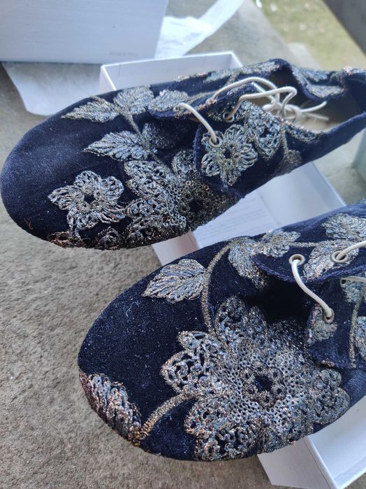Anniel 39 nowe buty kwiaty welur