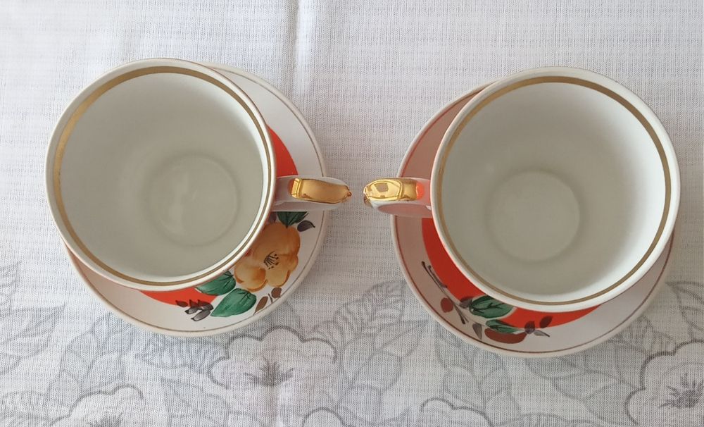 Уникальная чайная пара-гигант "Любава" ("Мальва"), объём чашки 500