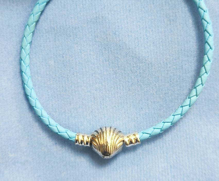 Bransoletka skórzana zapięcie srebro 925 obwód 19 cm