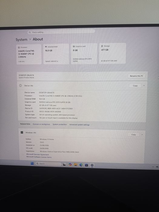 PC Gaming (2070 super e i5 10400f) // Monitor 27’ 165Hz