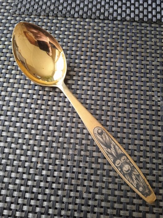 Серебряная десертная ложка Северная чернь,новая.