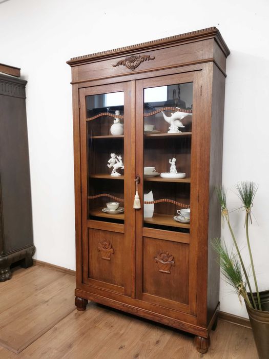 Śliczna dębowa witrynka biblioteczka antyk 500/2024