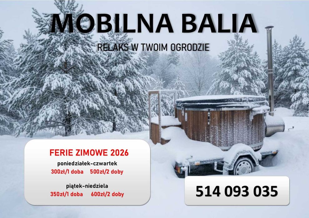 Mobilna Balia Jacuzzi hydromasaż Nowa 8-osobowa, na kołach super relax