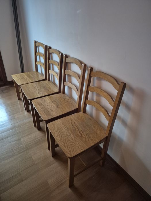 conjunto de 4 cadeiras de madeira de carvalho maciça