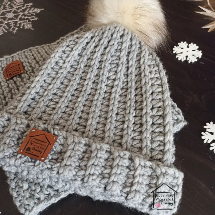 Czapka zimowa i komin - komplet handmade 100%