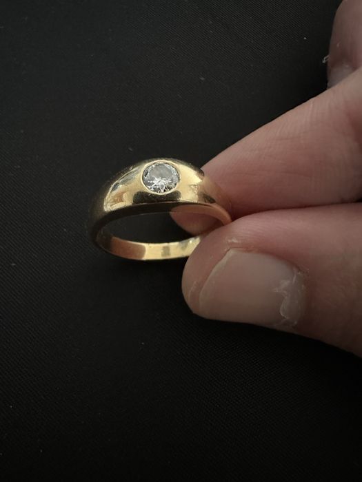 Anel ouro português 19,2k maciço com Diamante