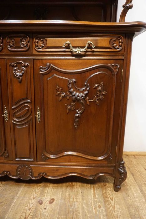 STARY KREDENS ludwik rocaille mahoń z przeszkleniem