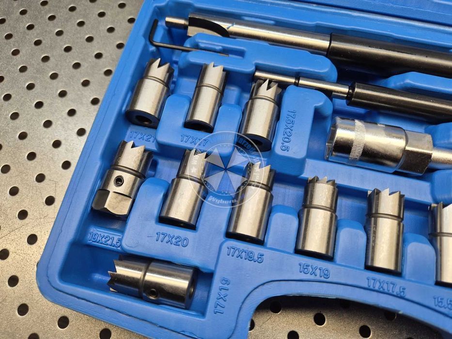 Zestaw frezów do gniazd wtryskiwaczy 17-el. frezy do wtryskiwaczy