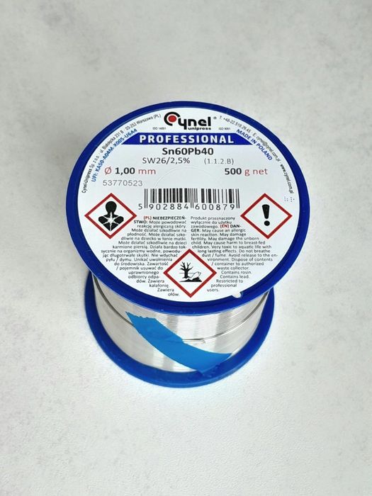 НАЙЛІПША ЦІНА Припій Cynel с флюсом 500г 1,0мм Sn60Pb40 Припой
