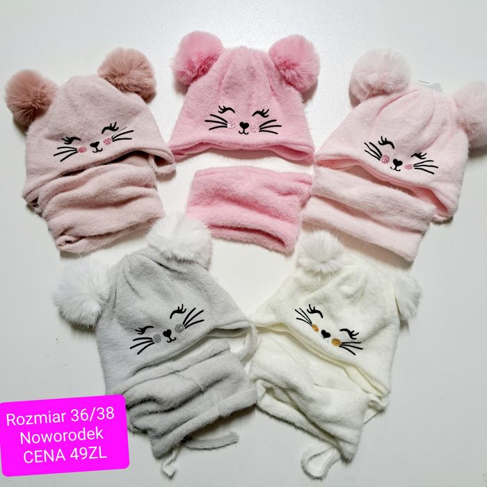 Nowa czapka zimowa dla niemowlaka noworodka zestaw