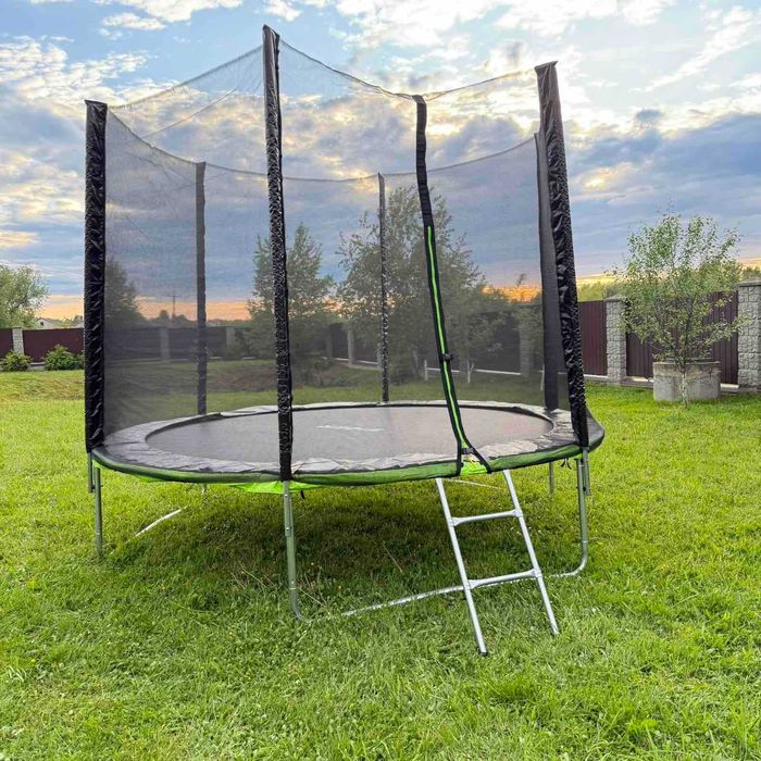 Батут 312см 10FT до 150кг +КИЛИМОК з зовнішньою сіткою і драбиною НОВІ