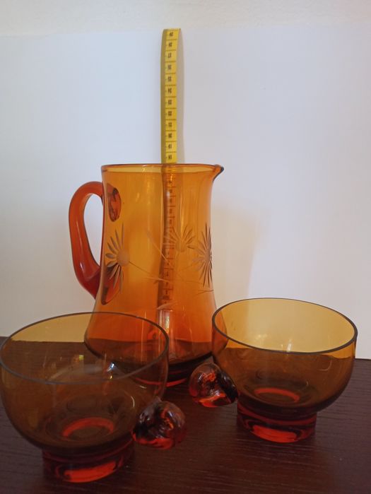 Naczynia, szkło barwione, PRL