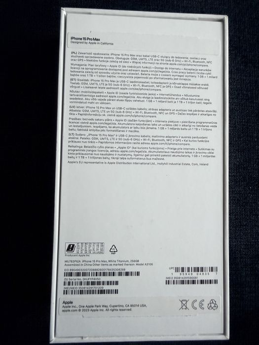 Iphone 15 pro max 256 GB white titanium
