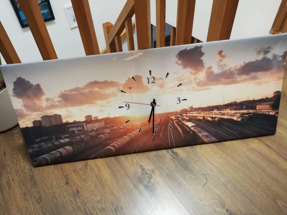 Zegar ścienny obraz 100x40 pociągi