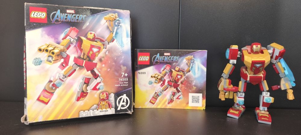 LEGO zestaw Marvel 76203 super bohater Iron Man mech figurka