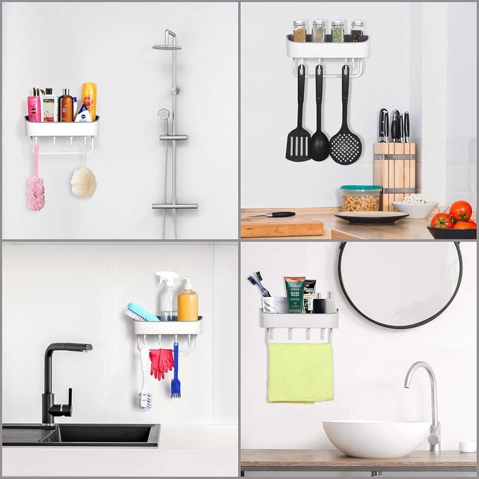 FNG8 kremowy kosz prysznicowy z 4 haczykami, spp596