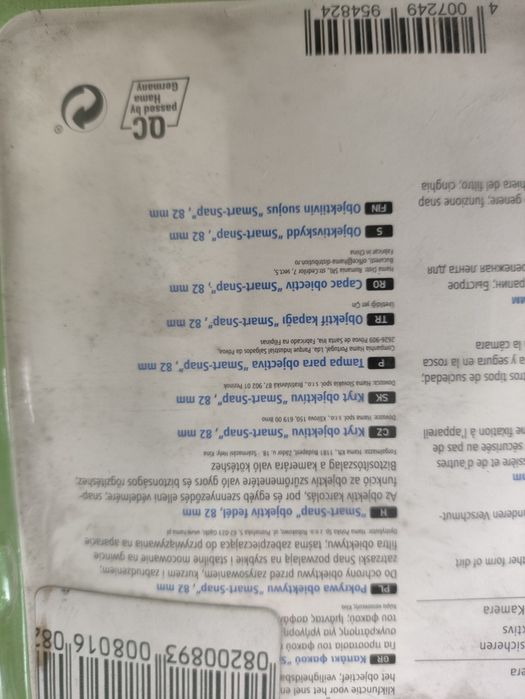 Tampa para objectiva de 82mm