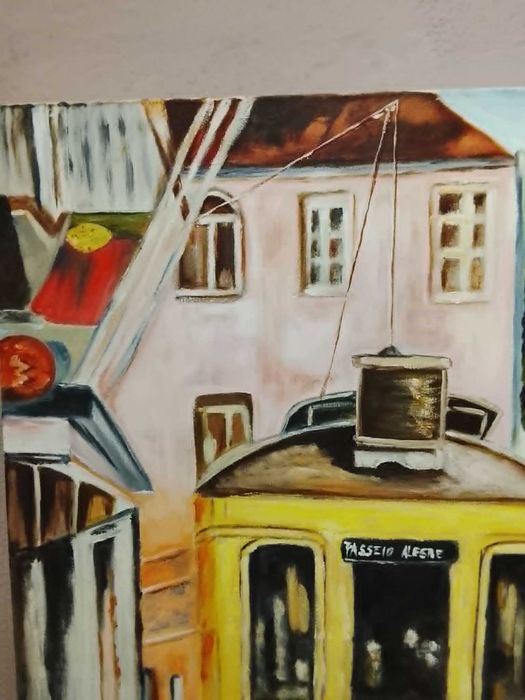 Óleo sobre tela "Eléctrico do Porto"