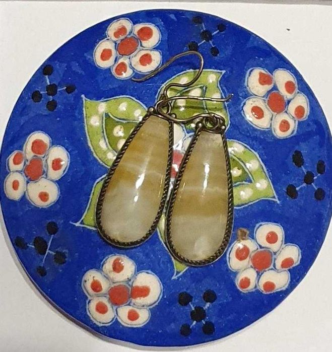 Серьги серебро 916 проба звезда , Урал , Вставка природный агат .