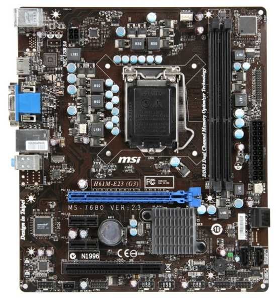 Комплект MSI H61M-E23 (G3), VGA/DVI/HDMI + i3-2100 + 4Гб DDR3 + кулер