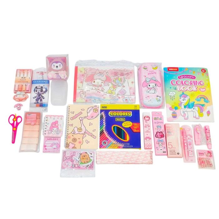 Набір канцелярії в чемодані великий «Зайка» 55 в 1 Рожевий канцелярия