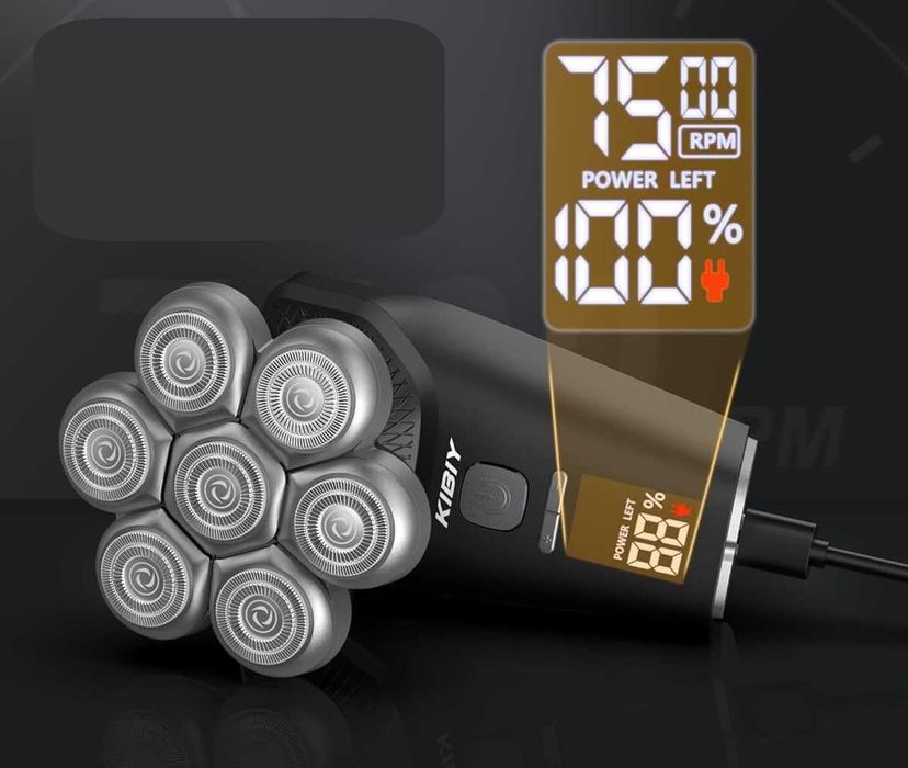 Golarka 7D KIBIY MS-682 IPX7 LED USB zestaw do łysiny głowy brody