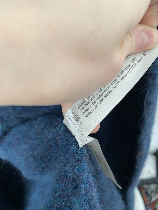 Uterque długi wełniany moherowy sweter kardigan puszysty premium