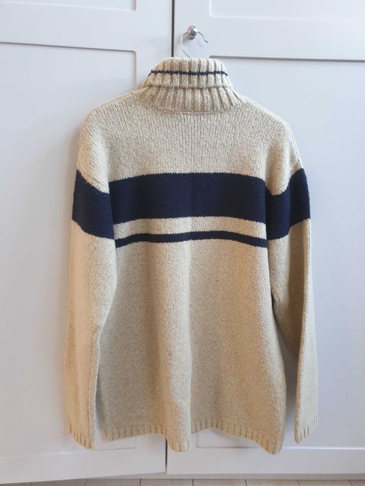 Nowy sweter z metką L męski z wełną golf beżowy La Halle