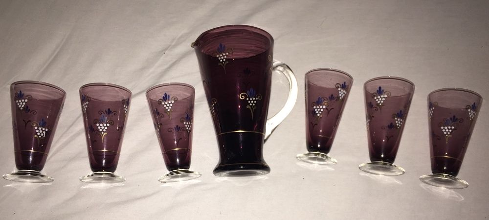 Conjunto 6 copos e jarra vintage