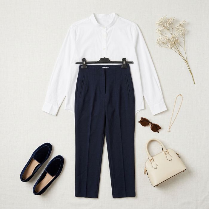 Granatowe spodnie z wysokim stanem XXS 32